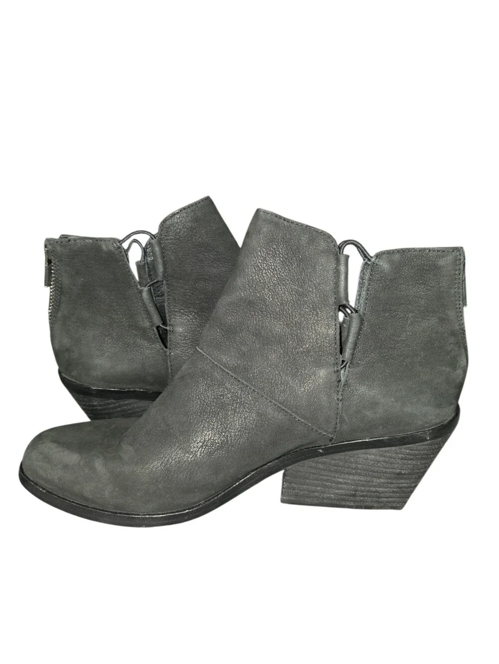 EILEEN FISHER Black Nubuck Leather Tote‎ Demi Wedge Bootie - Size 8 1/2